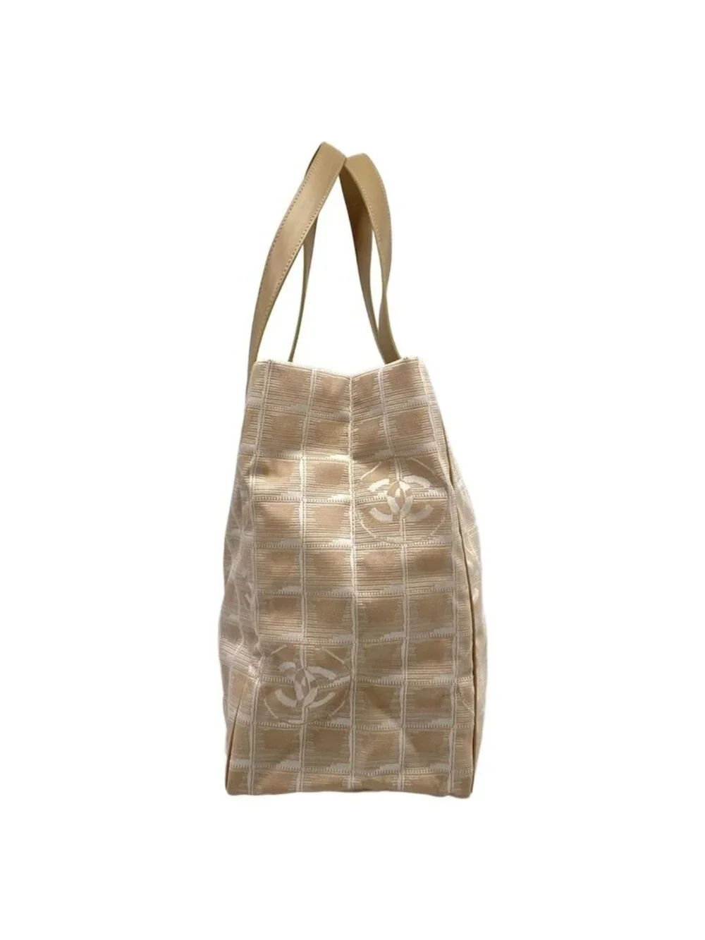 Chanel Tote New Travel Line MM Beige White Leather